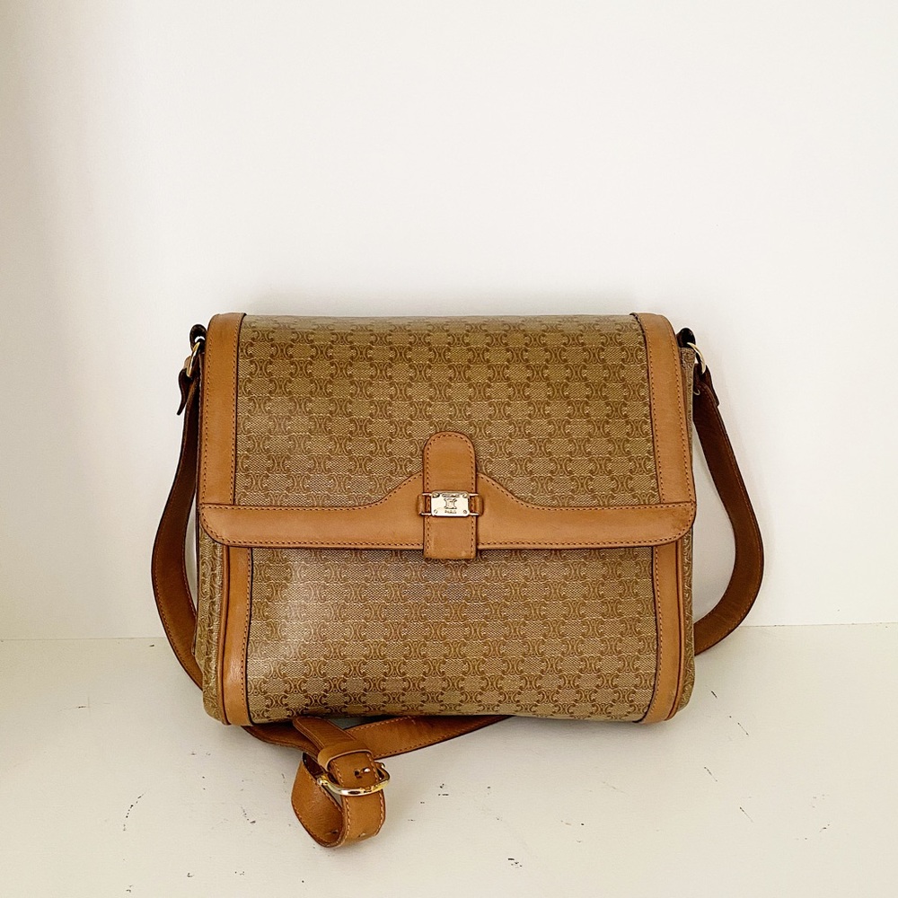 Céline Macadam Leather and Canvas Crossbody Bag